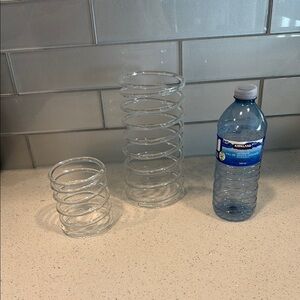 Clear Spiral Glass Vase Set